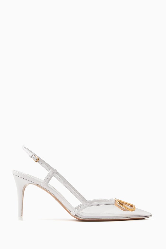 

Valentino Garavani Vlogo Slingback 80 Pumps in Plexi, White