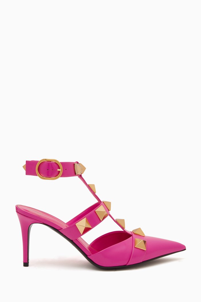 

Valentino Garavani Roman Rockstud 80 Pumps in Vitello Leather, Pink