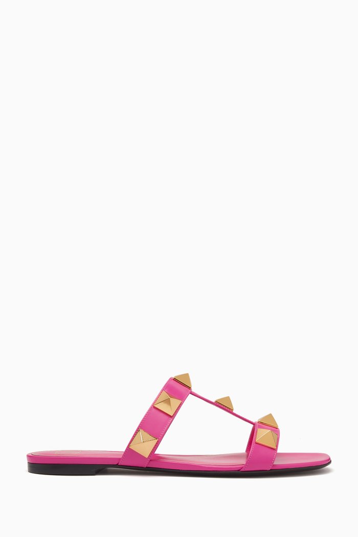 

Valentino Garavani Roman Stud Slides in Leather, Pink