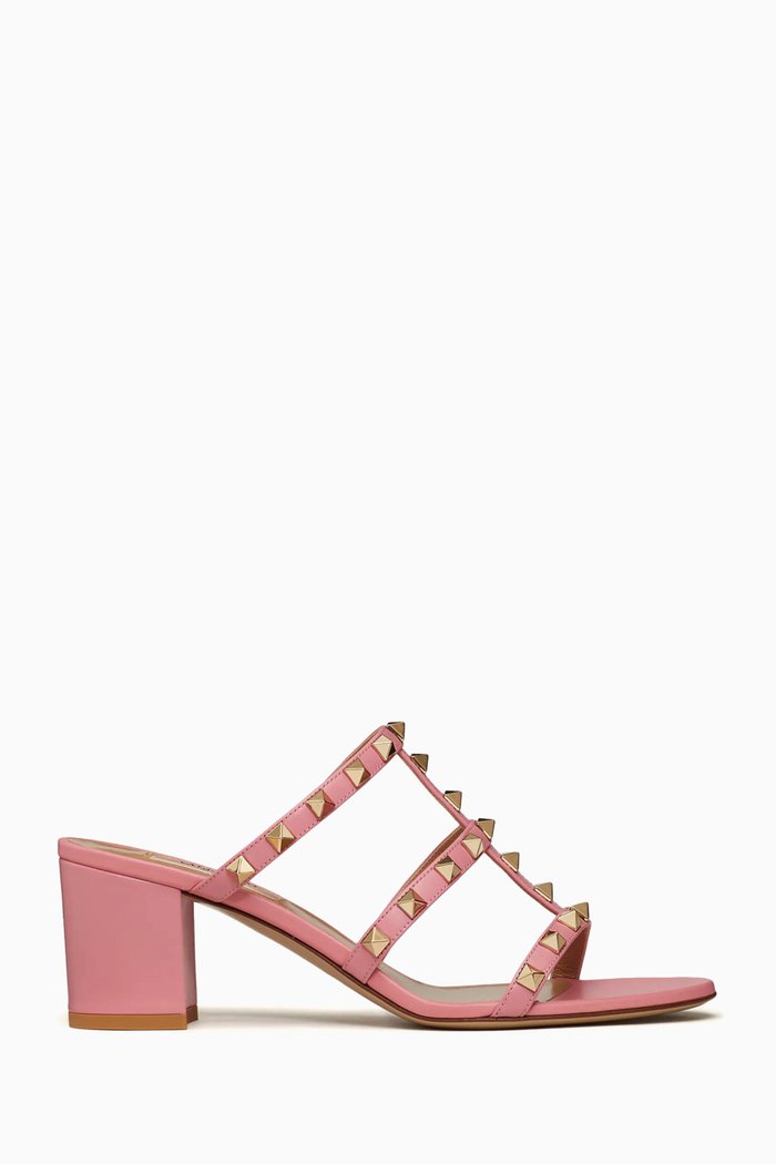 

Valentino Garavani Rockstud 60 Slide Sandals in Leather, Pink