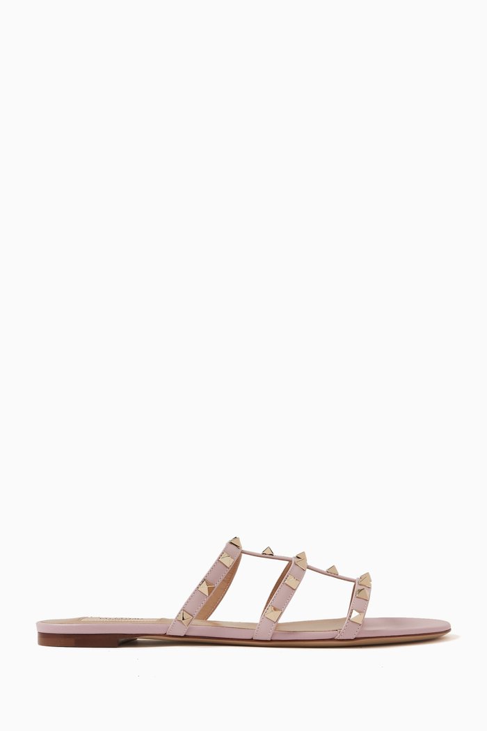 

Valentino Garavani Rockstud Slides in Leather, Purple