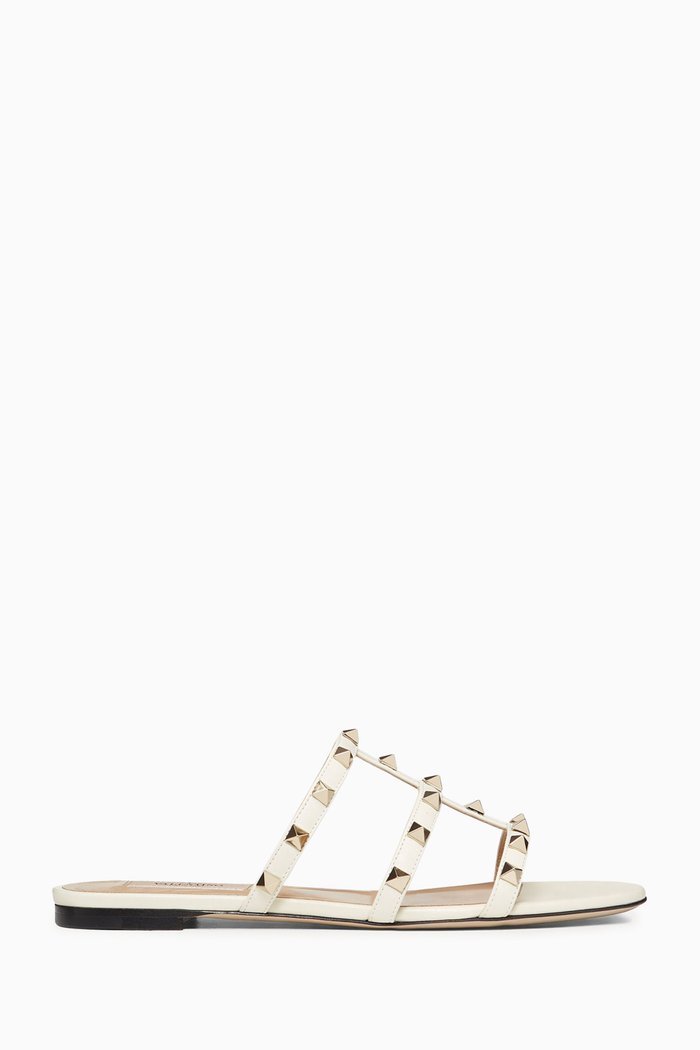 

Valentino Garavani Rockstud Slides in Leather, White