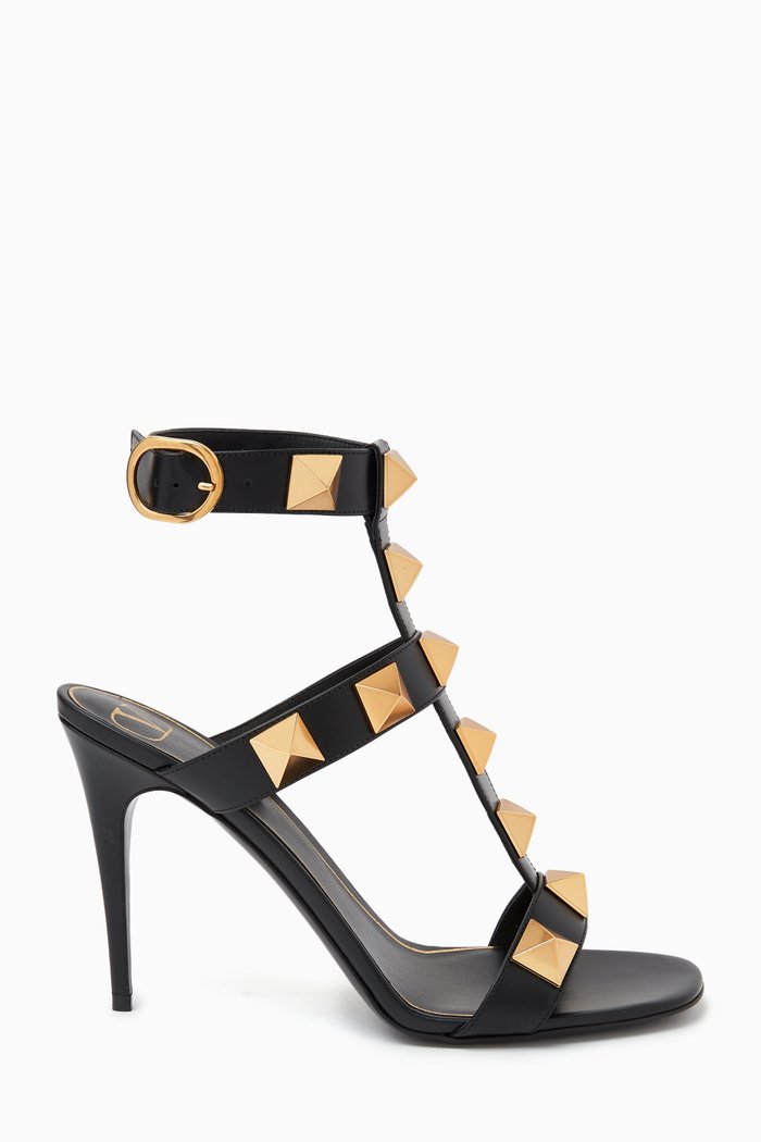

Valentino Garavani Roman Stud 100 Sandals in Leather, Black