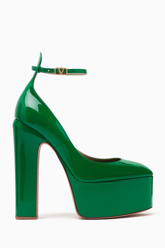 

Valentino Garavani Tan-Go 155 Platform Pumps in Vernice Patent Leather, Green