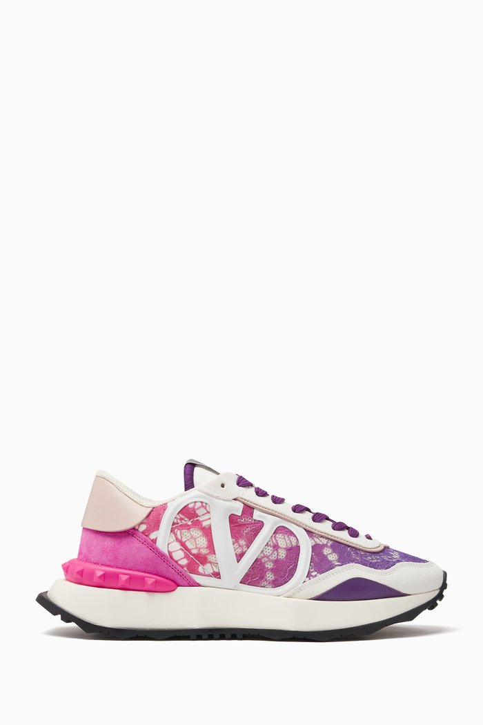 

Valentino Garavani Lacerunner Low-top Sneakers in Leather & Suede, Pink
