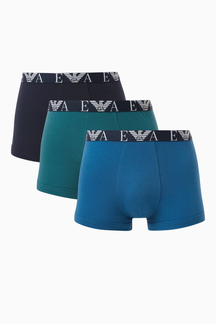 

Logo Boxers in Cotton Stretch, Set of 3, Blue
