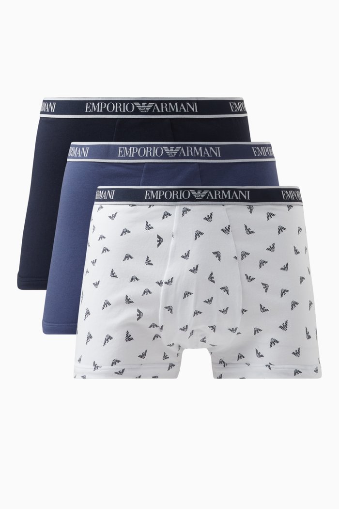 

Boxers in Cotton, Set of 3, Blue