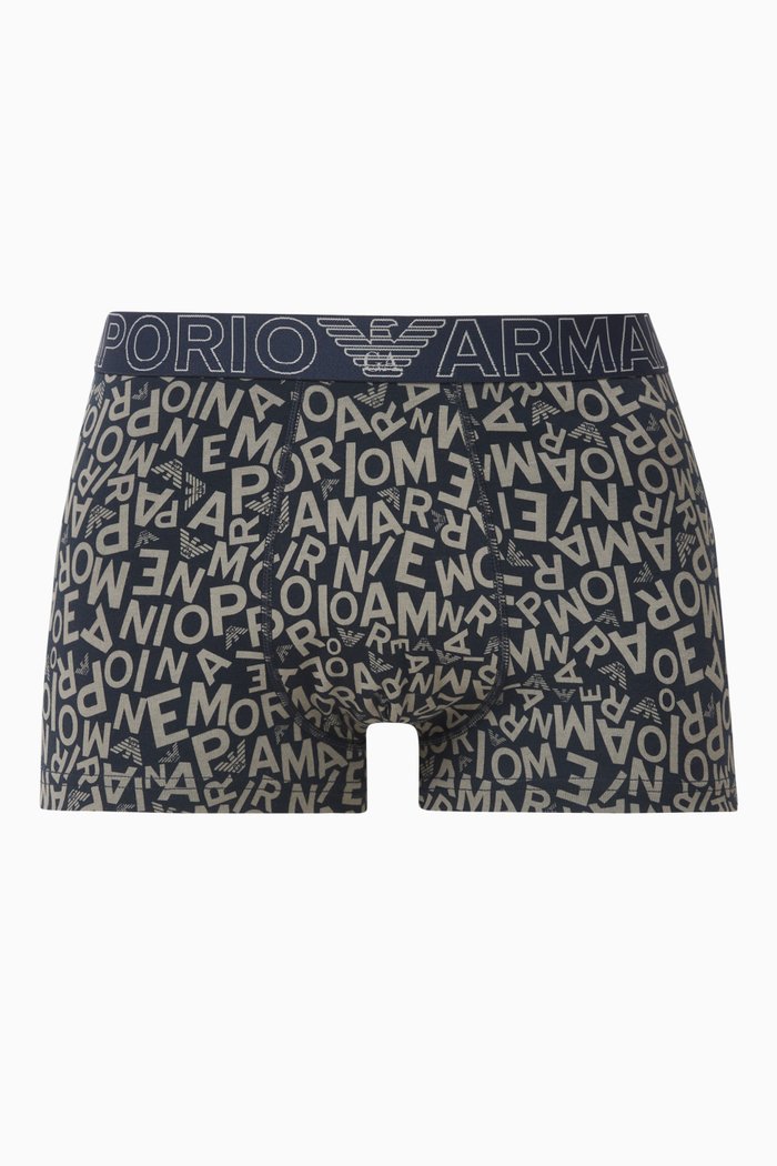 

All-over Logo Boxers in Cotton Jersey, Blue