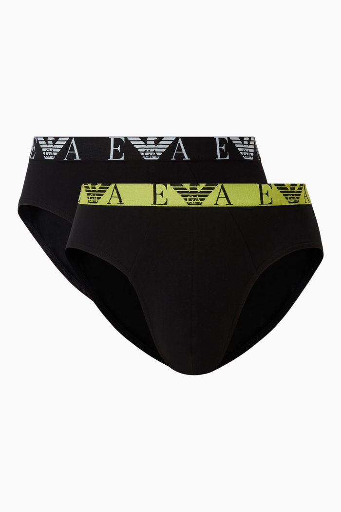 

Monogram Briefs in Cotton Stretch, Set of 2, Black