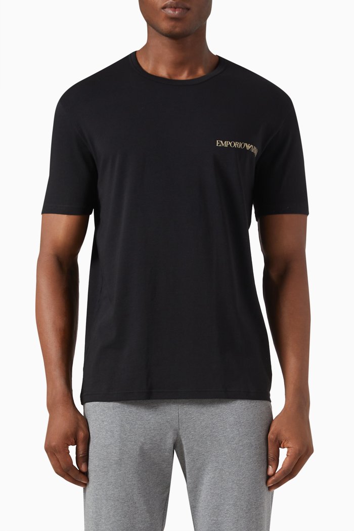 

Logo T-shirt Set in Cotton Jersey, Set of 2, Black