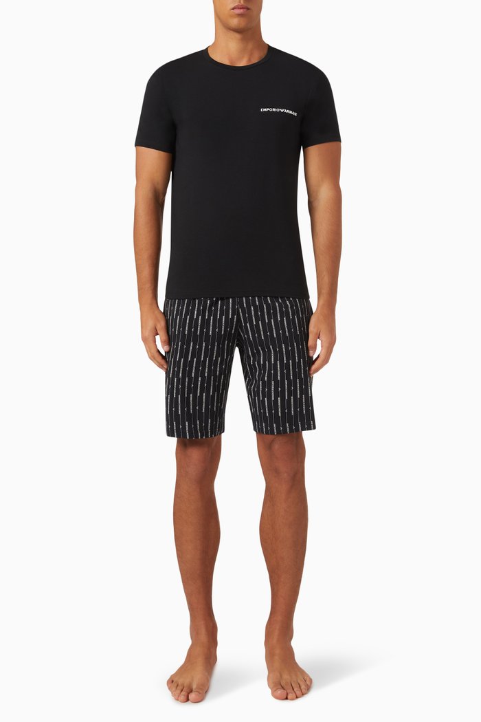 

Logo Pyjama Set in Cotton Jersey, Black