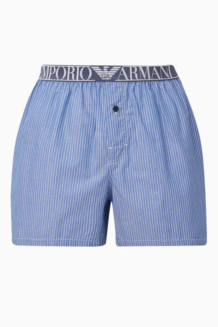 

Striped Boxers in Cotton, Blue