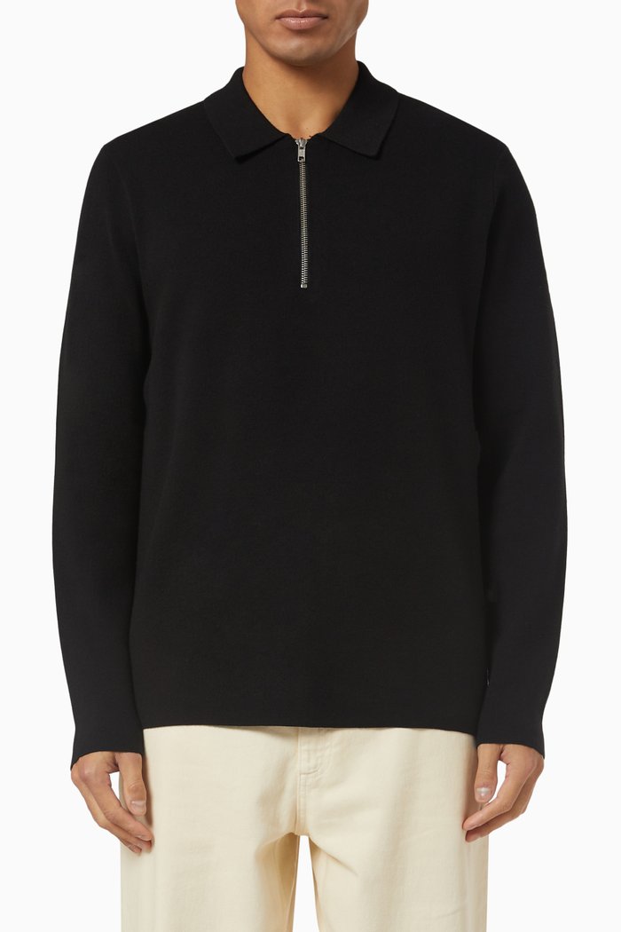 

Guna Half Zip Sweatshirt in Viscose Blend, Black
