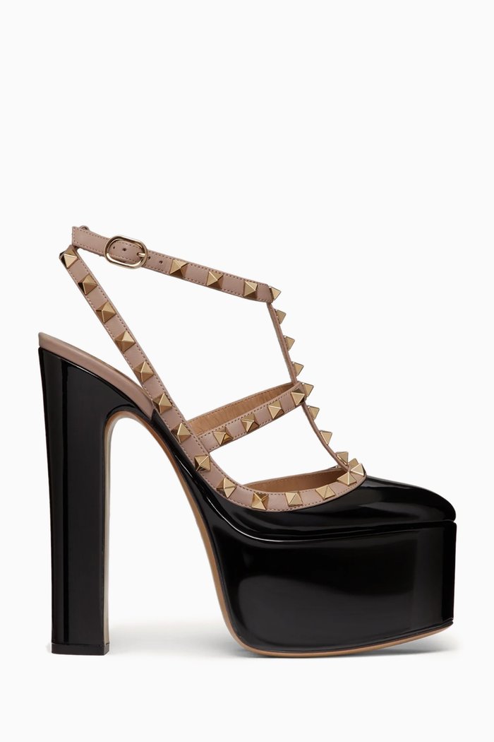 

Valentino Garavani Rockstud 155 Platform Pumps in Patent Leather, Black