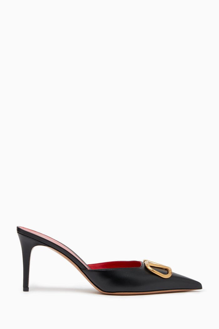 

Valentino Garavani VLOGO Signature Mules in Leather, Black
