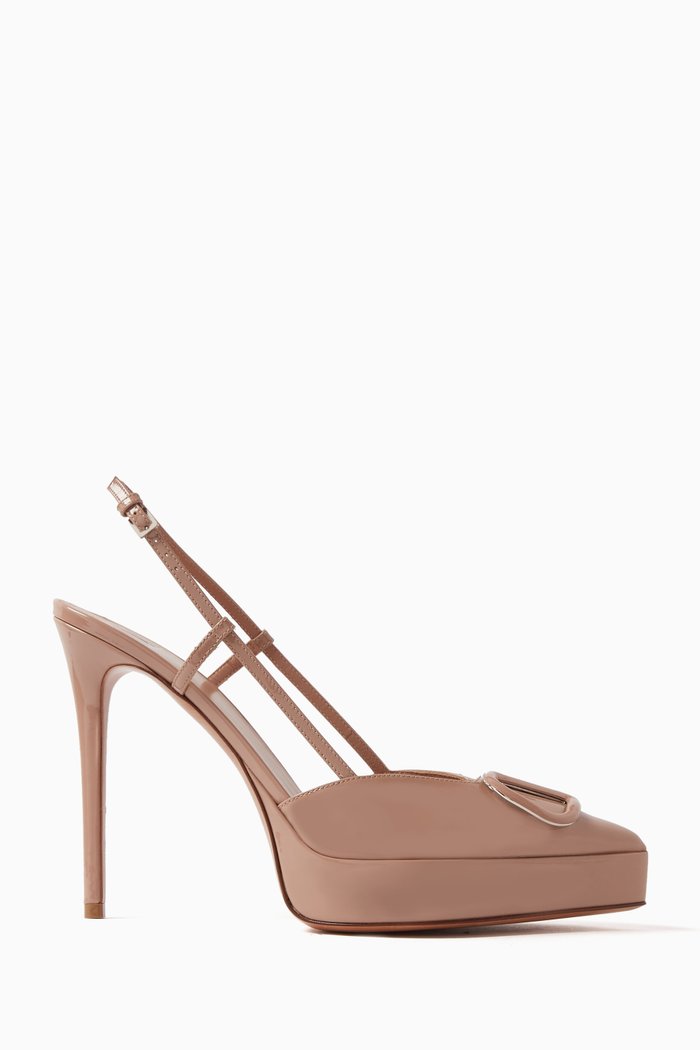 

Valentino Garavani Vernice VLOGO Slingback Pumps in Patent Leather, Pink