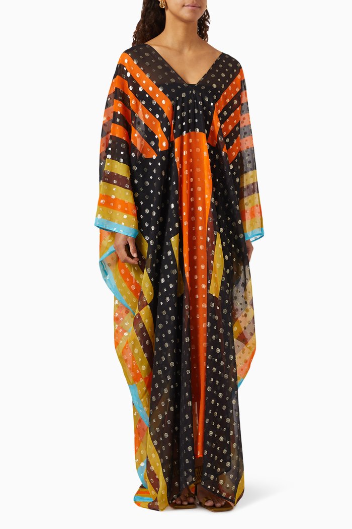 

The Marguerite Luxe Kaftan in Silk-georgette, Orange