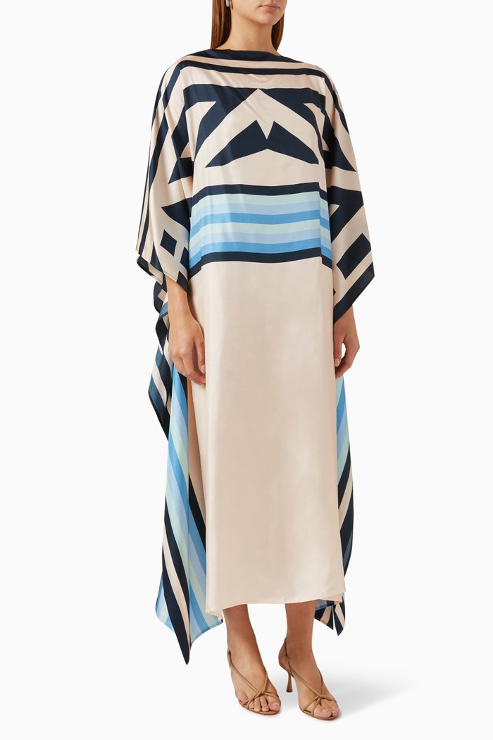 

Albertine Long Scarf Maxi Dress in Silk-twill, Blue