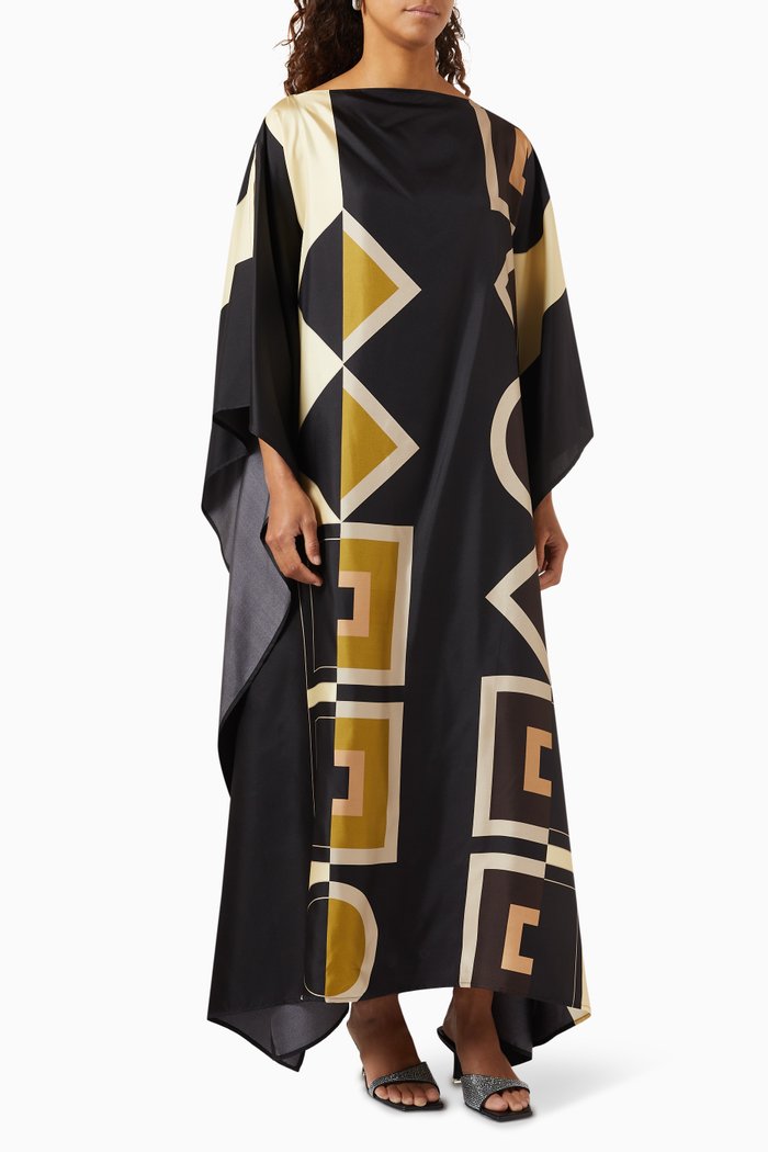 

The Pampas Maxi Scarf Dress in Silk, Brown
