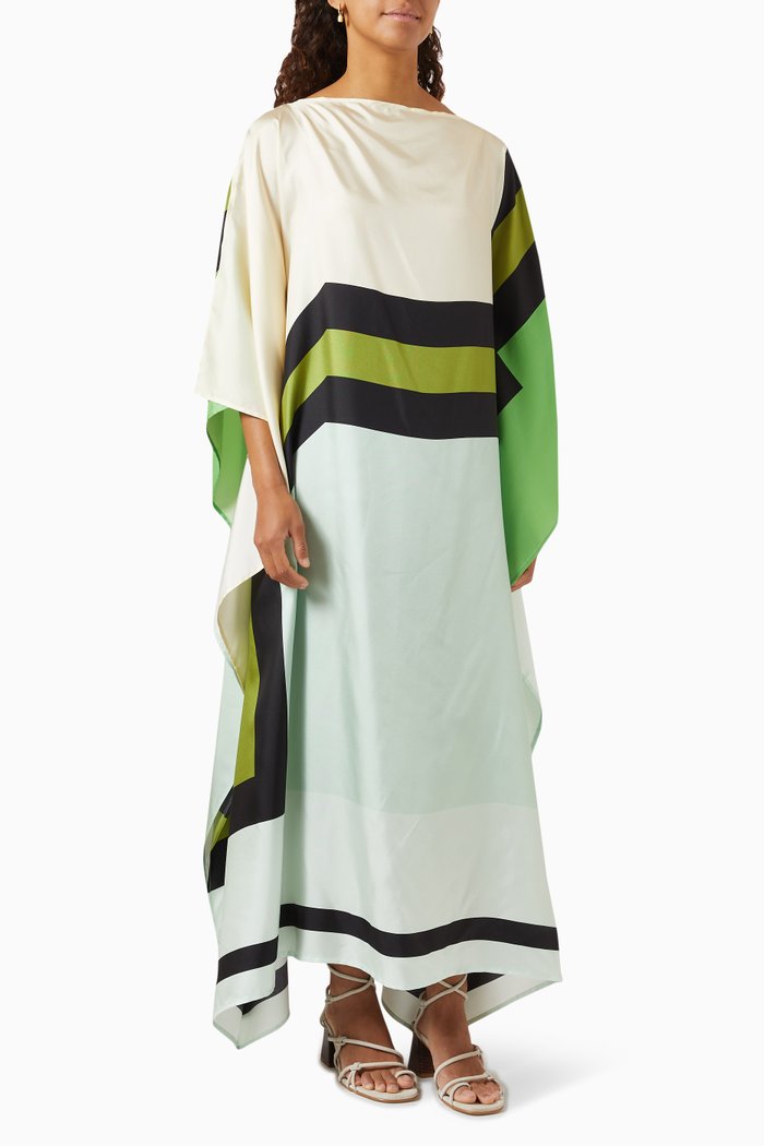 The Wyatt Maxi Scarf Dress in Silk, Green