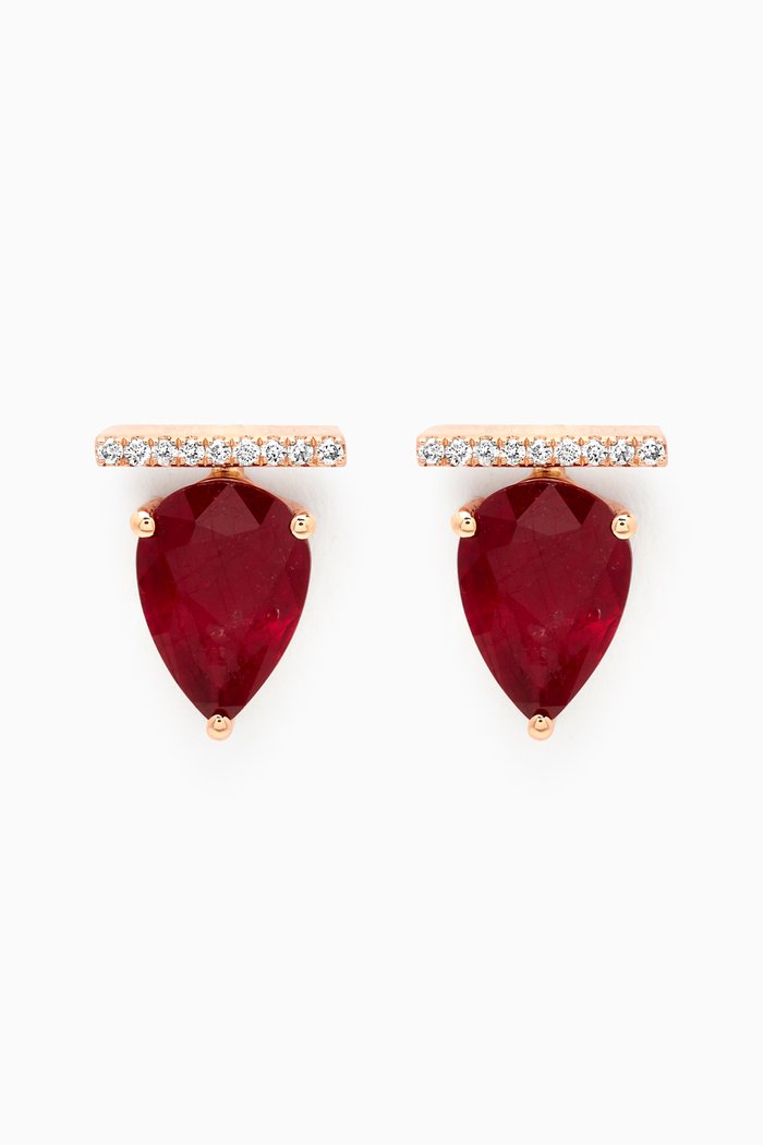 

Linette Piorra Ruby Diamond Studs in 18kt Rose Gold