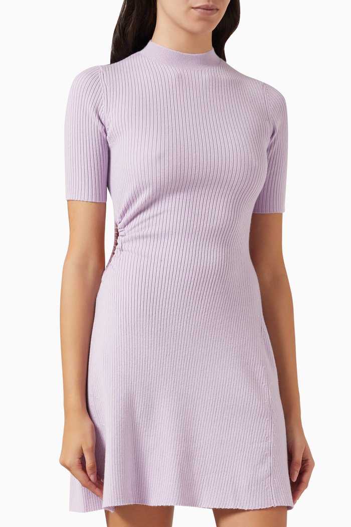 

Reine Mini Dress in Ribbed Knit, Purple