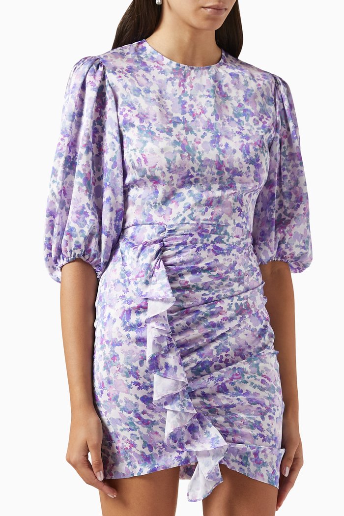 

Ruvard Floral-print Ruched Mini Dress, Multicolour