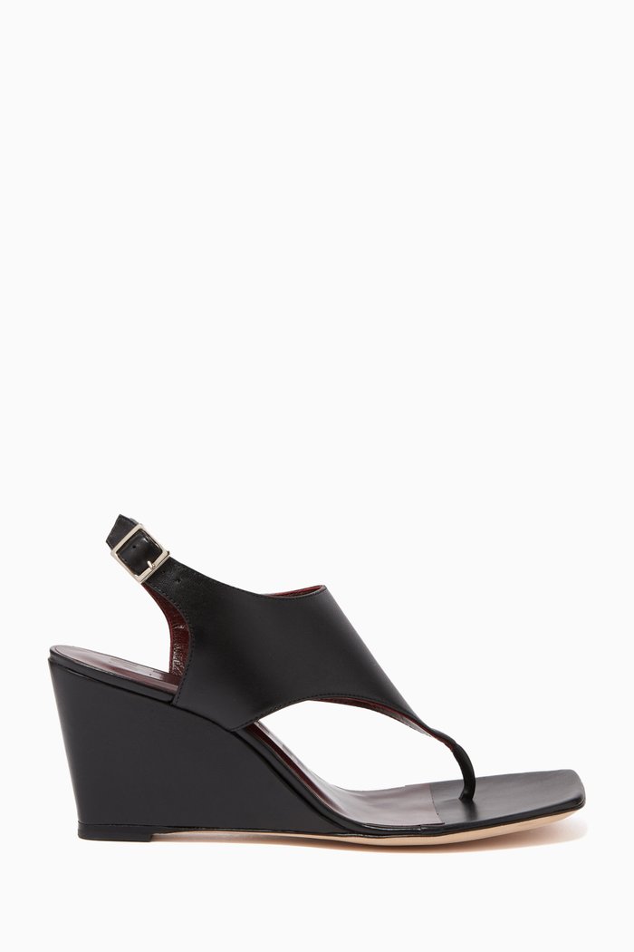 

Alex Thong Wedge Sandals in Nappa Leather, Black