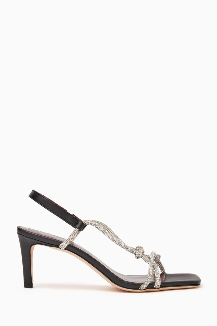 

Nicolette Rhinestone 65 Heel Sandals in Leather, Black