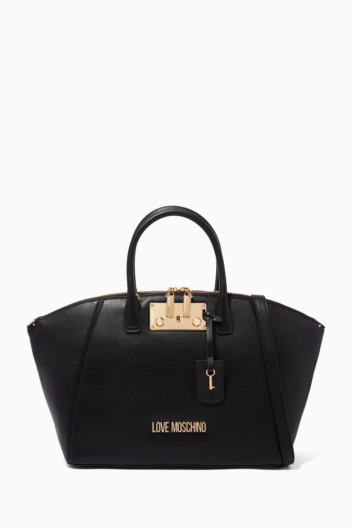 

Catcher Large Tote Bag in Faux Leather, Black