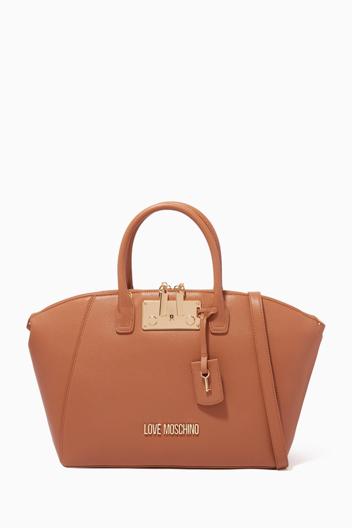 

Catcher Large Tote Bag in Faux Leather, Brown