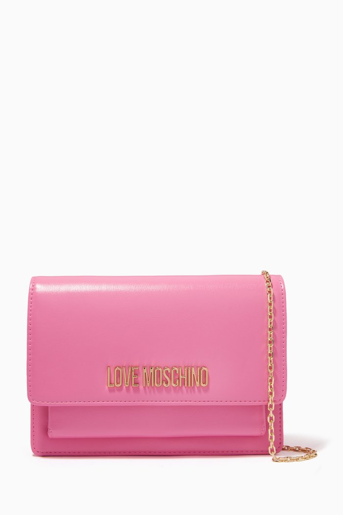 

Evening Crossbody Bag in Smooth Leather, Pink