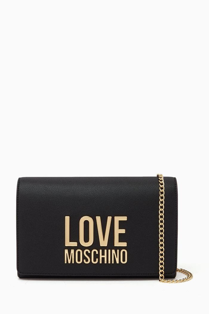 

Small Evening Crossbody Bag in Leather, Black