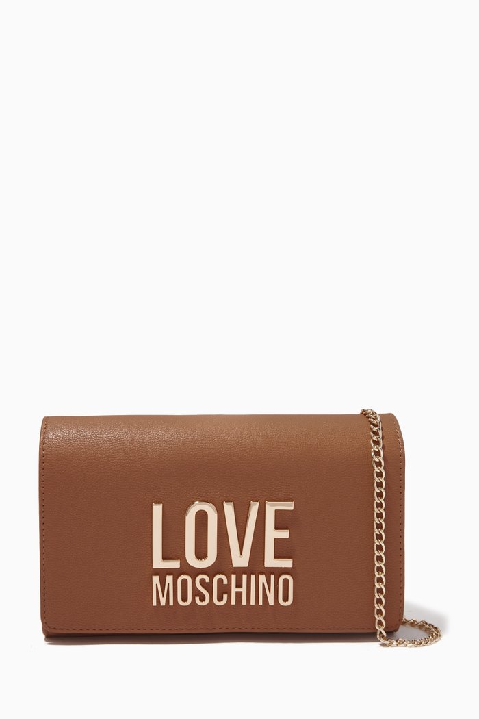 

Small Evening Crossbody Bag in Leather, Brown
