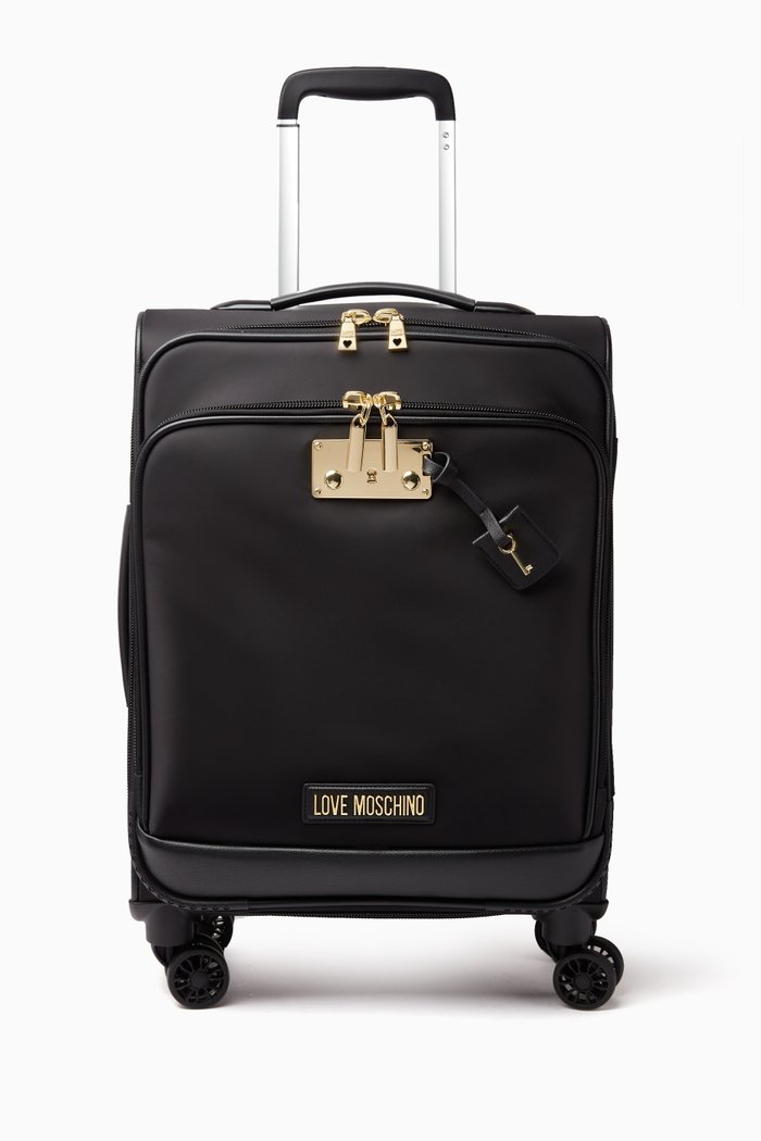 

Lock Logo-appliqué Suitcase in Nylon & Leather, Black