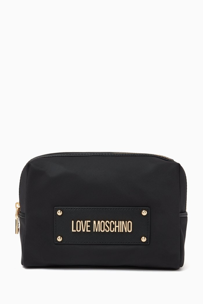 

Timeless Small Pouch in Faux Leather & Nylon, Black