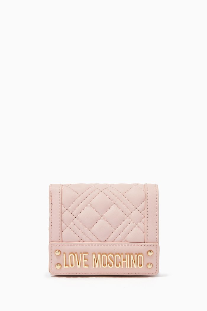 

Flap Card Wallet in Quilted Faux Leather, Neutral