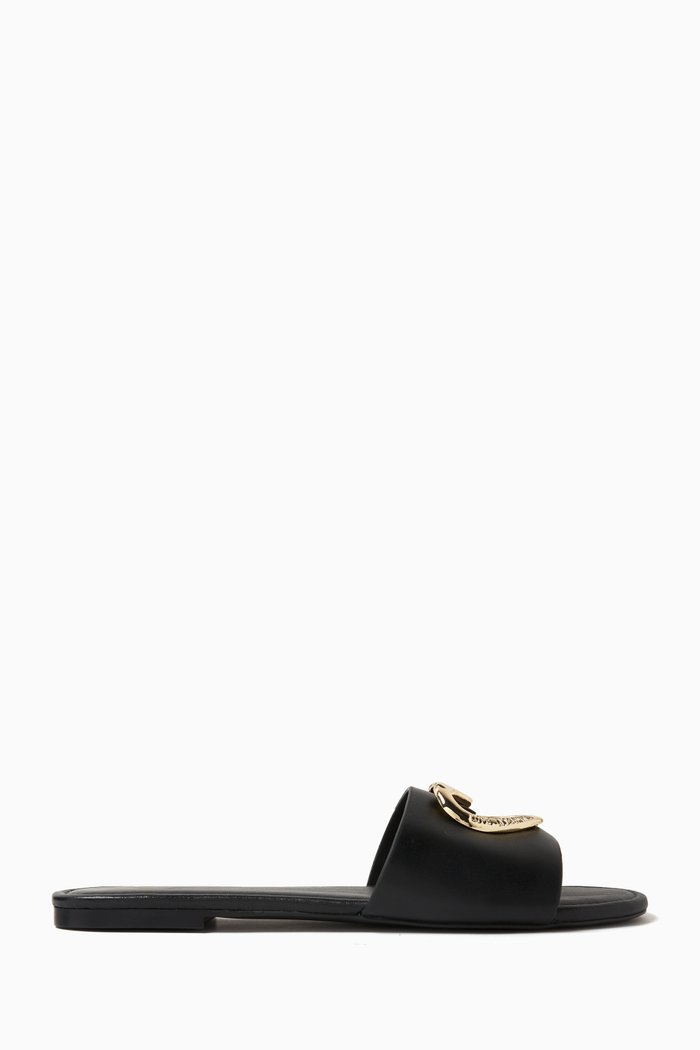 

Heart Slides in Leather, Black