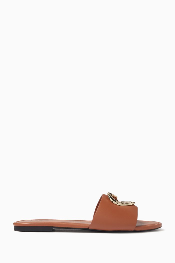 

Heart Slides in Leather, Brown