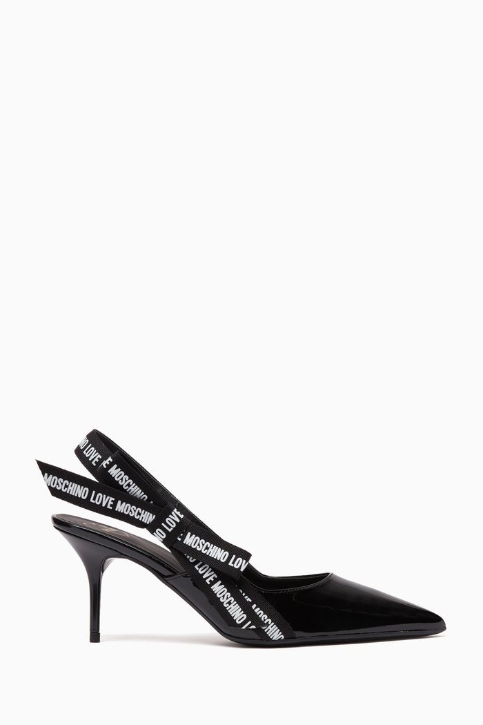 

Logo 70 Bow Slingback Pumps in Patent Leather, Black