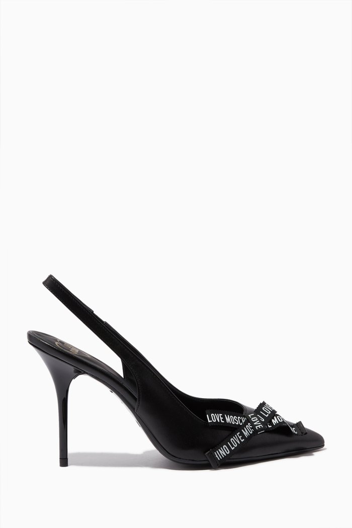 

Logo Bow Slingback 95 Pumps in Leather, Black