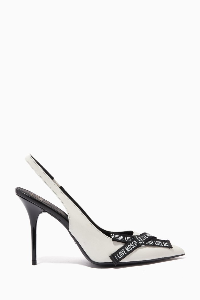 

Logo Bow Slingback 95 Pumps in Leather, White
