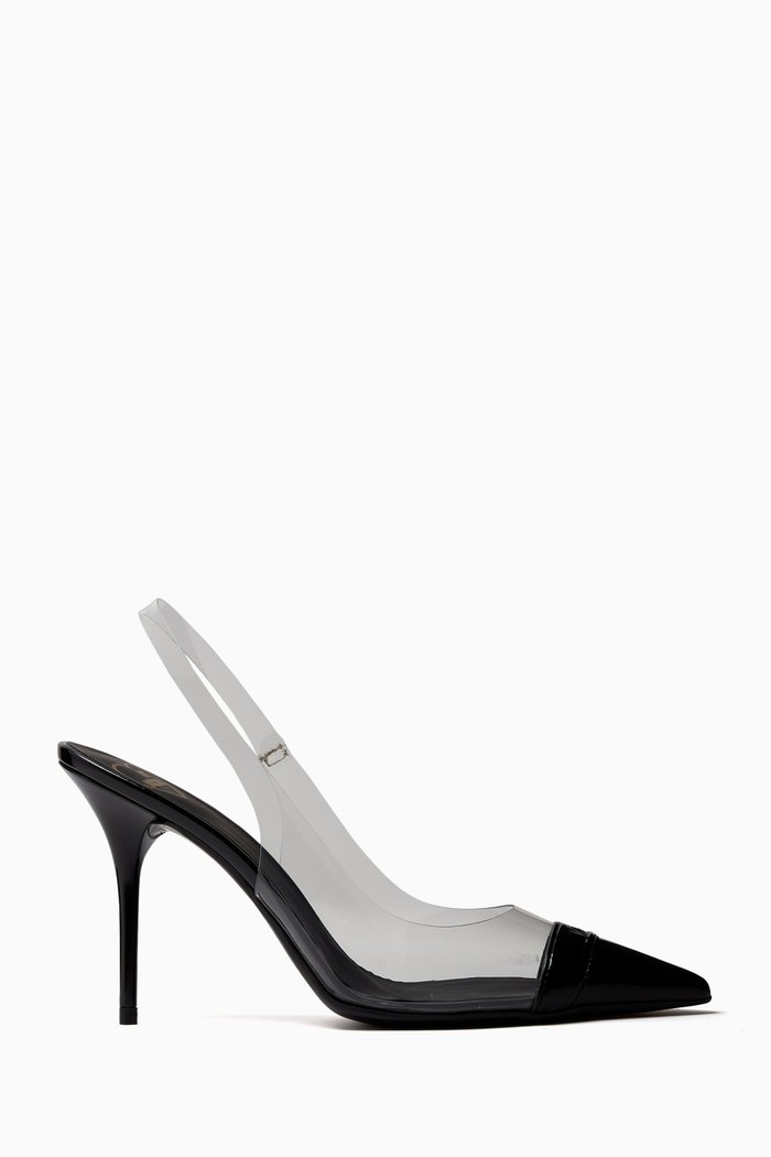 

Plexi Logo Slingback Pumps in Patent Leather and PVC, Black