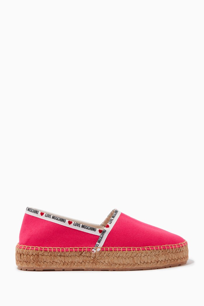 

Logo Trim Espadrilles in Leather, Pink