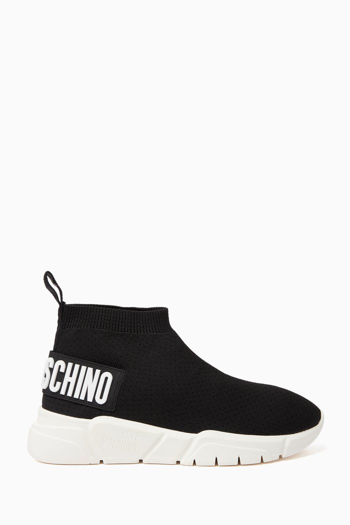 

Logo High-top Sock Sneakers in Technical Knit, Black