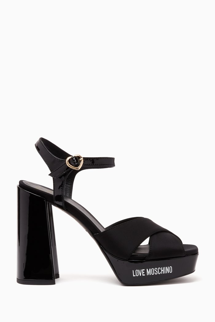 

Rubber Logo 120 Buckled Platform Sandals, Black