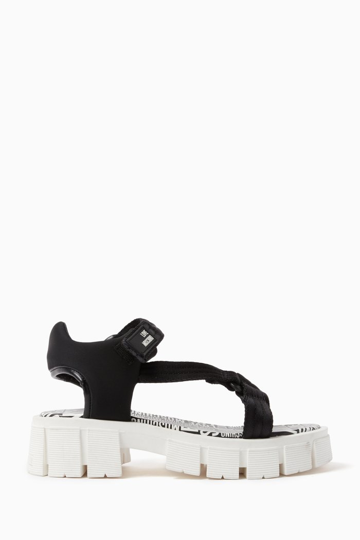 

Tassel Logo Sandals in Nylon & Rubber, Black