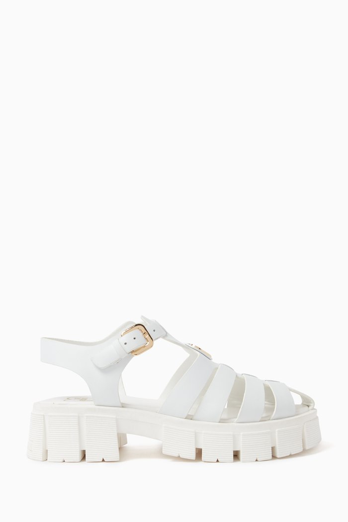 

Tassel Caged Sandals in Leather, White