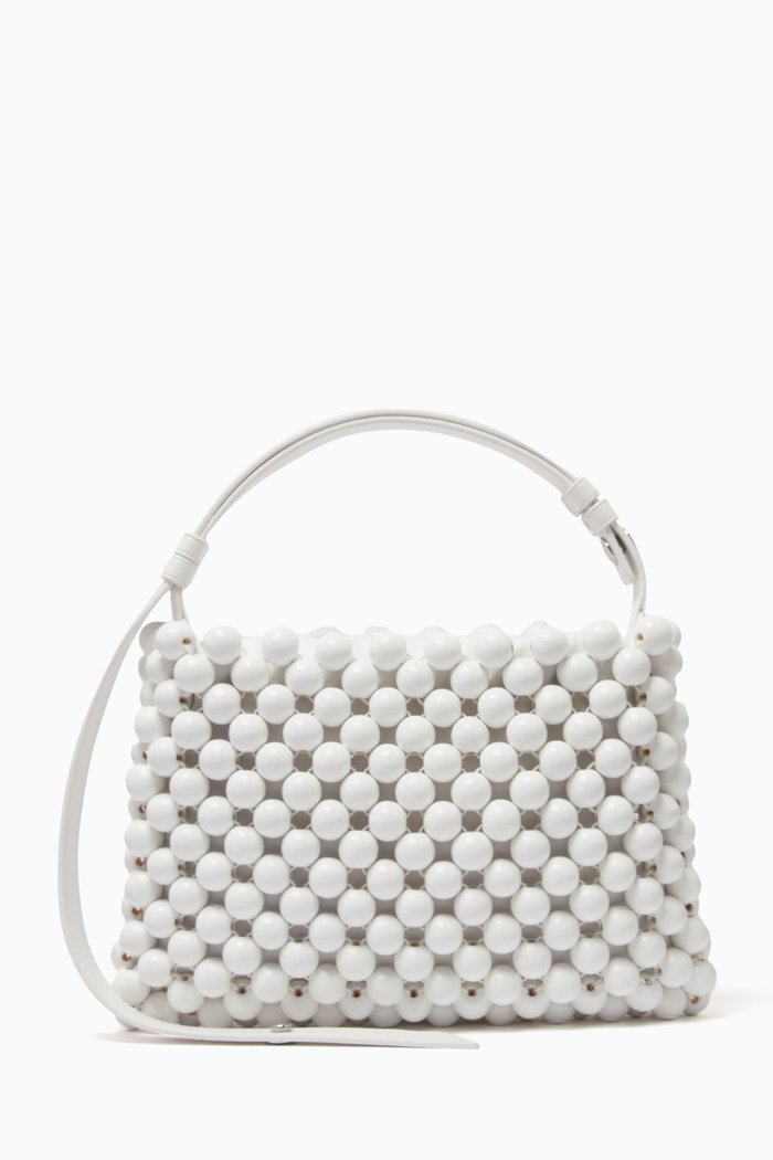 

Mini Puffin Bag in Beaded Leather, White