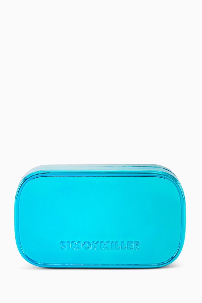 

Logo Pill Clutch Bag in Plastic, Blue